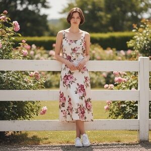 Vintage Donna Ricco 100% Silk Floral Dress Size 8